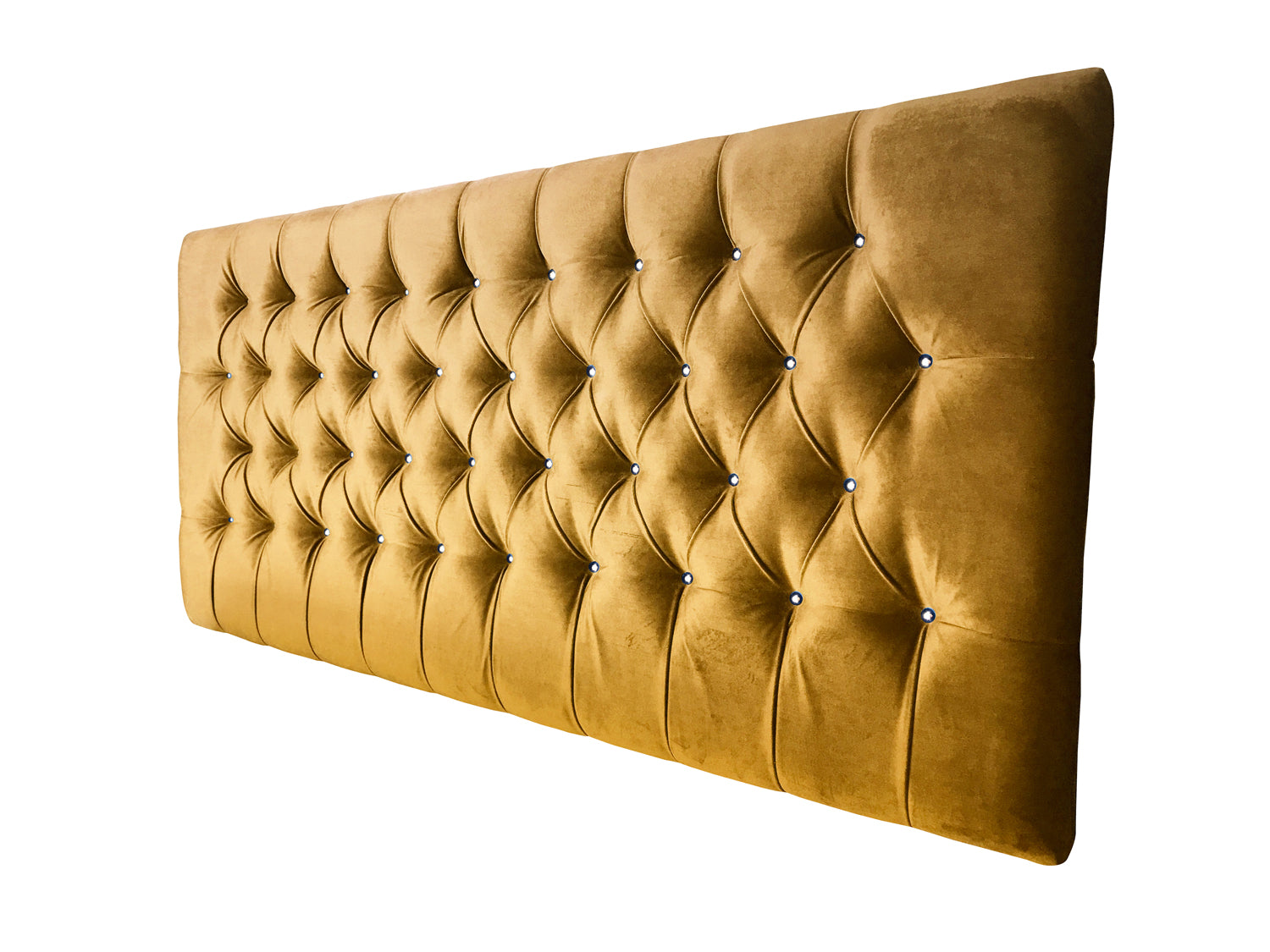 Gold Velvet Chesterfield Upholstered Bedhead Headboard