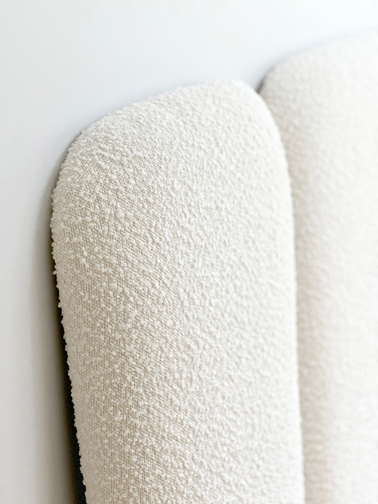 Sirena Sectional Boucle Upholstered Bedhead | Ivory - Close Up