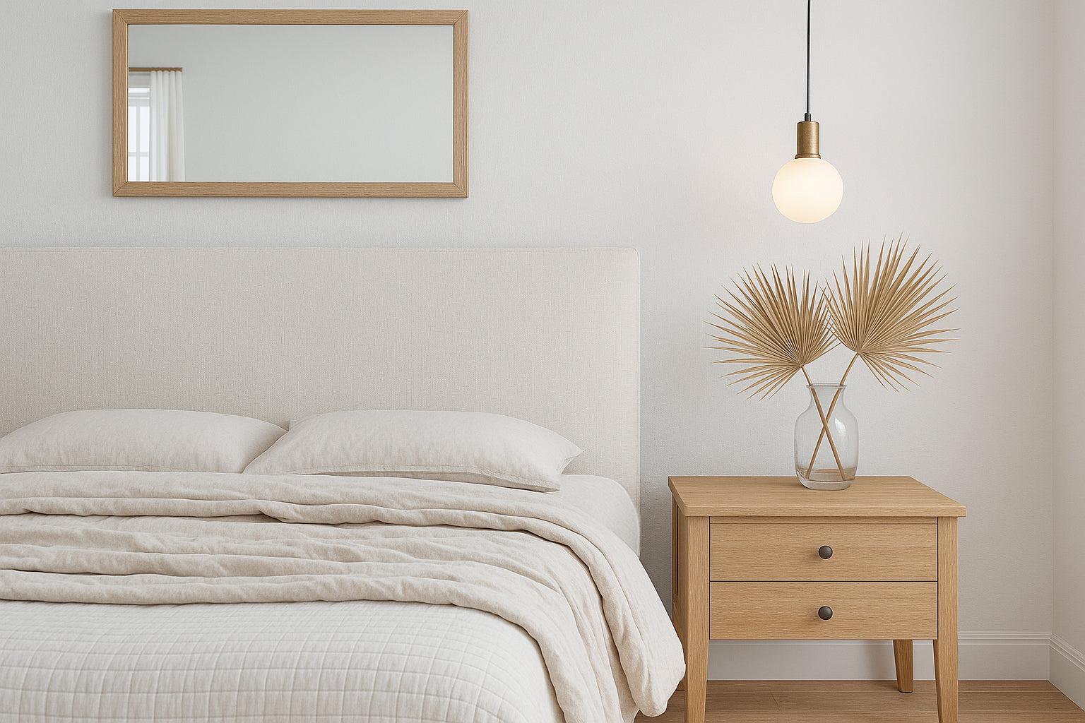 Classic ivory Low Upholstered Bedhead