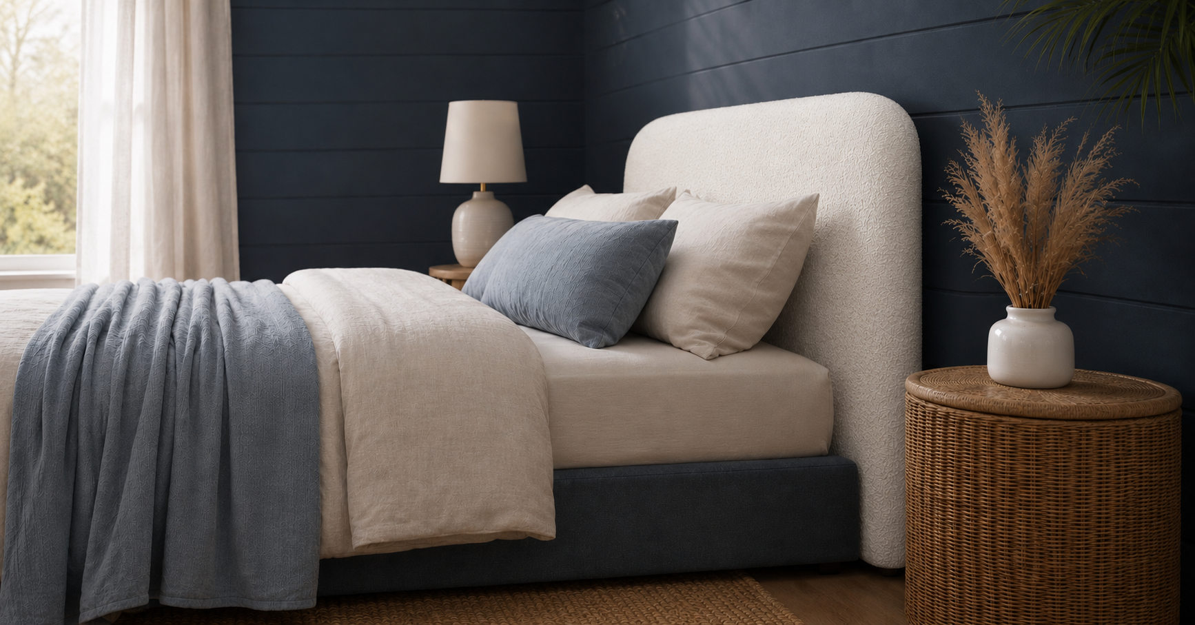 EXPRESS Boucle Curved Upholstered Bedhead