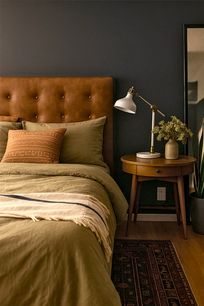 Montana Leather Upholstered Bedhead Tan