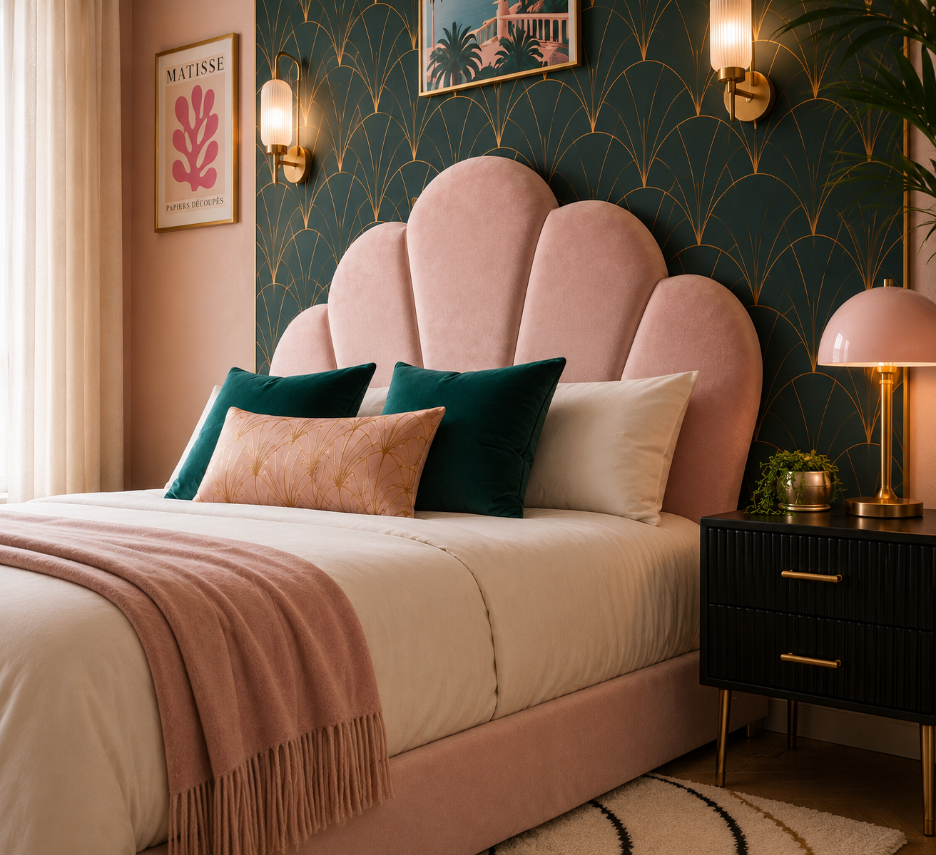 Velvet Shell Upholstered Bedhead