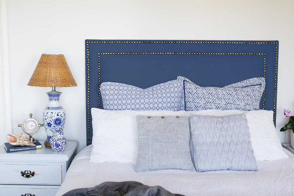 Susanna Linen Upholstered Bedhead | Navy