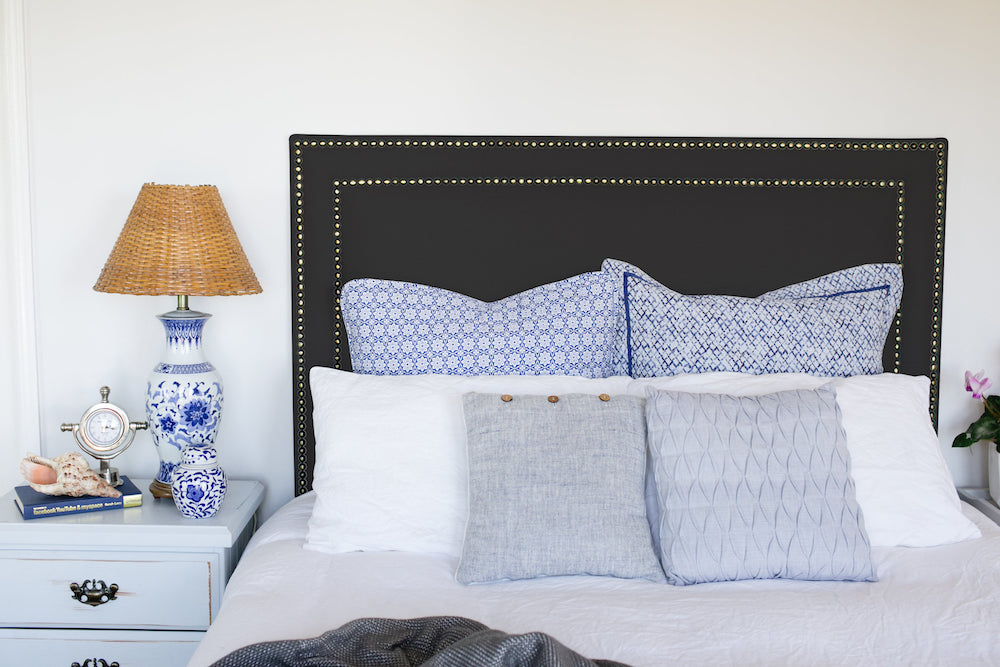 Susanna Linen Upholstered Bedhead | Ebony