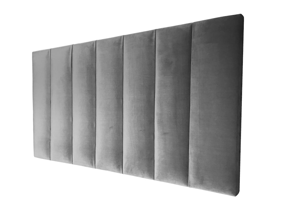 Vertical Panel gray Velvet Upholstered Bedhead, king size bedheads Australia
