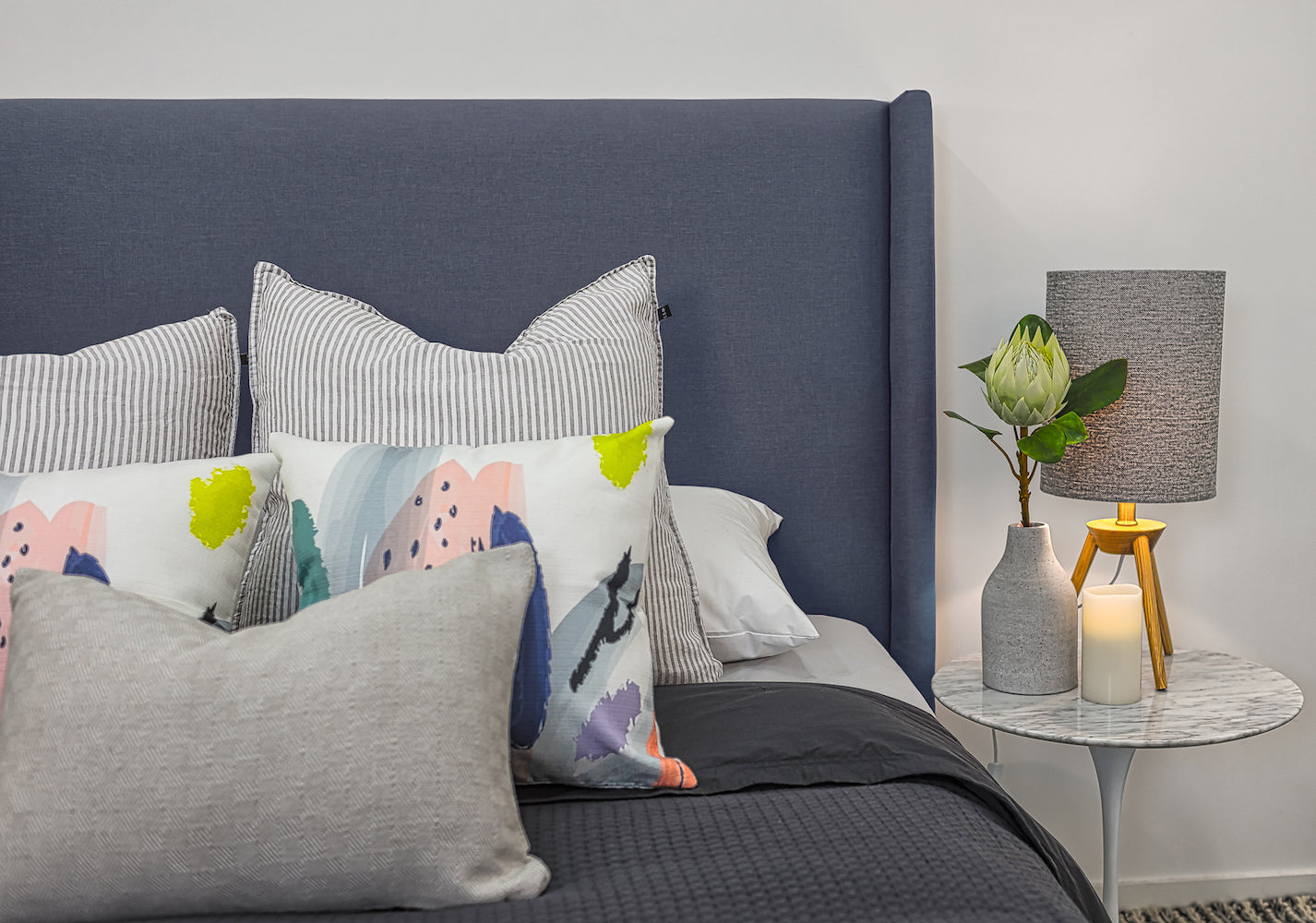 The Bay Winged Linen Upholstered Bedhead
