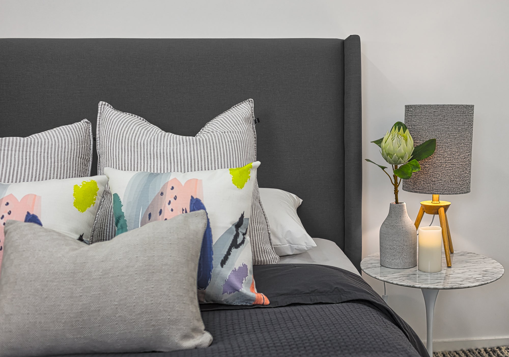 The Bay Winged Linen Upholstered Bedhead