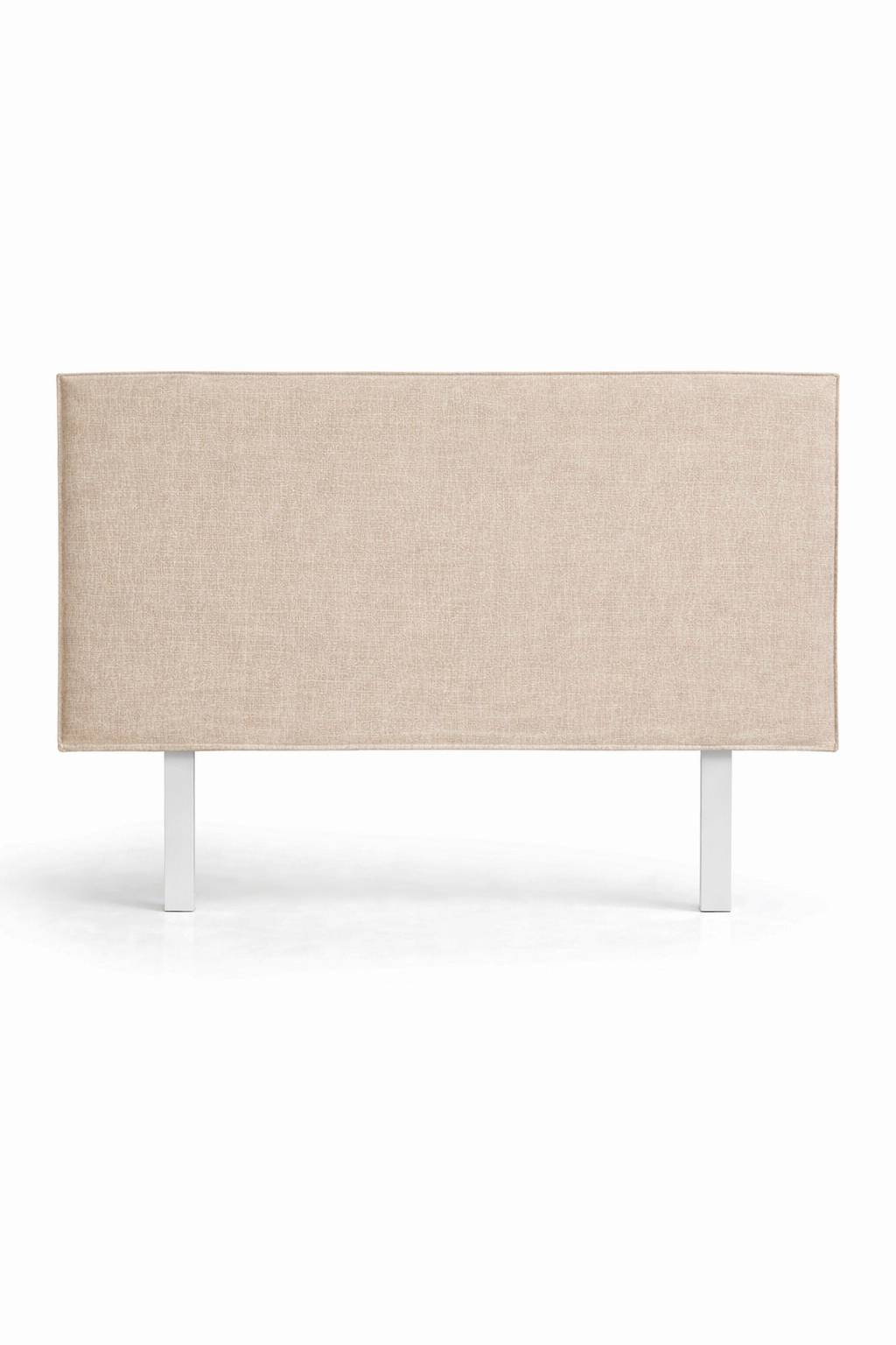Beige upholstered headboard on a white background