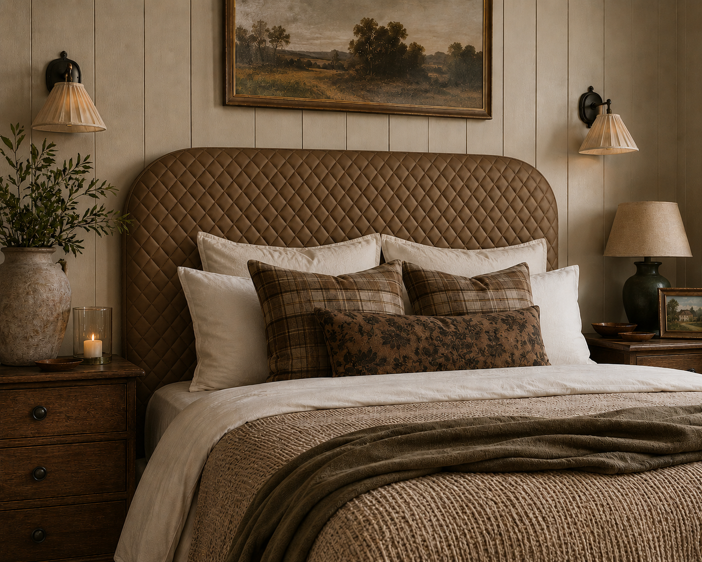 Benito Quilted Leather Upholstered Bedhead