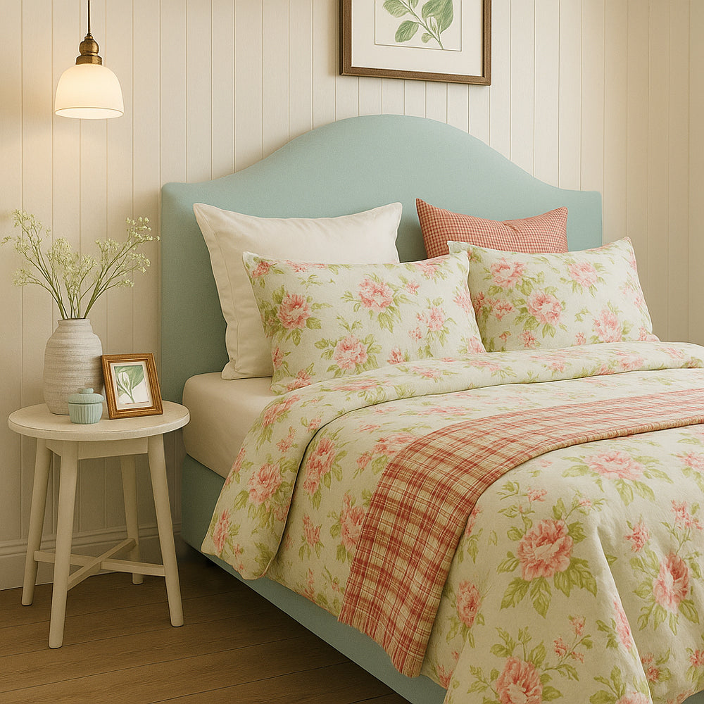 Chambray Linen Upholstered Bedhead Seaglass
