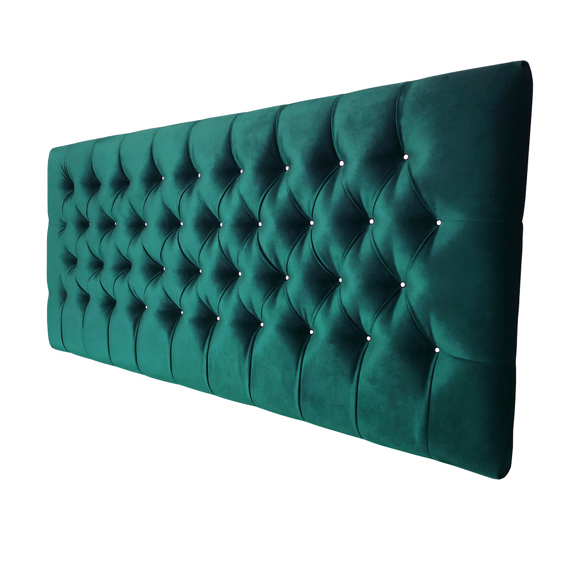 Chesterfield Mallard deep green velvet upholstered bedhead handcrafted in Australia, elegant and timeless design