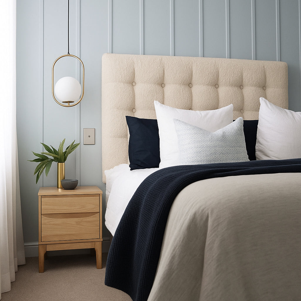 Boucle Buttoned Upholstered Bedhead