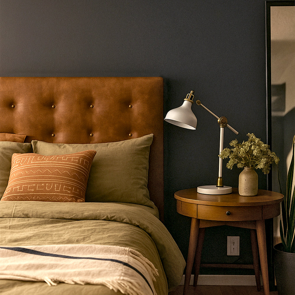 Montana Leather Upholstered Bedhead Tan