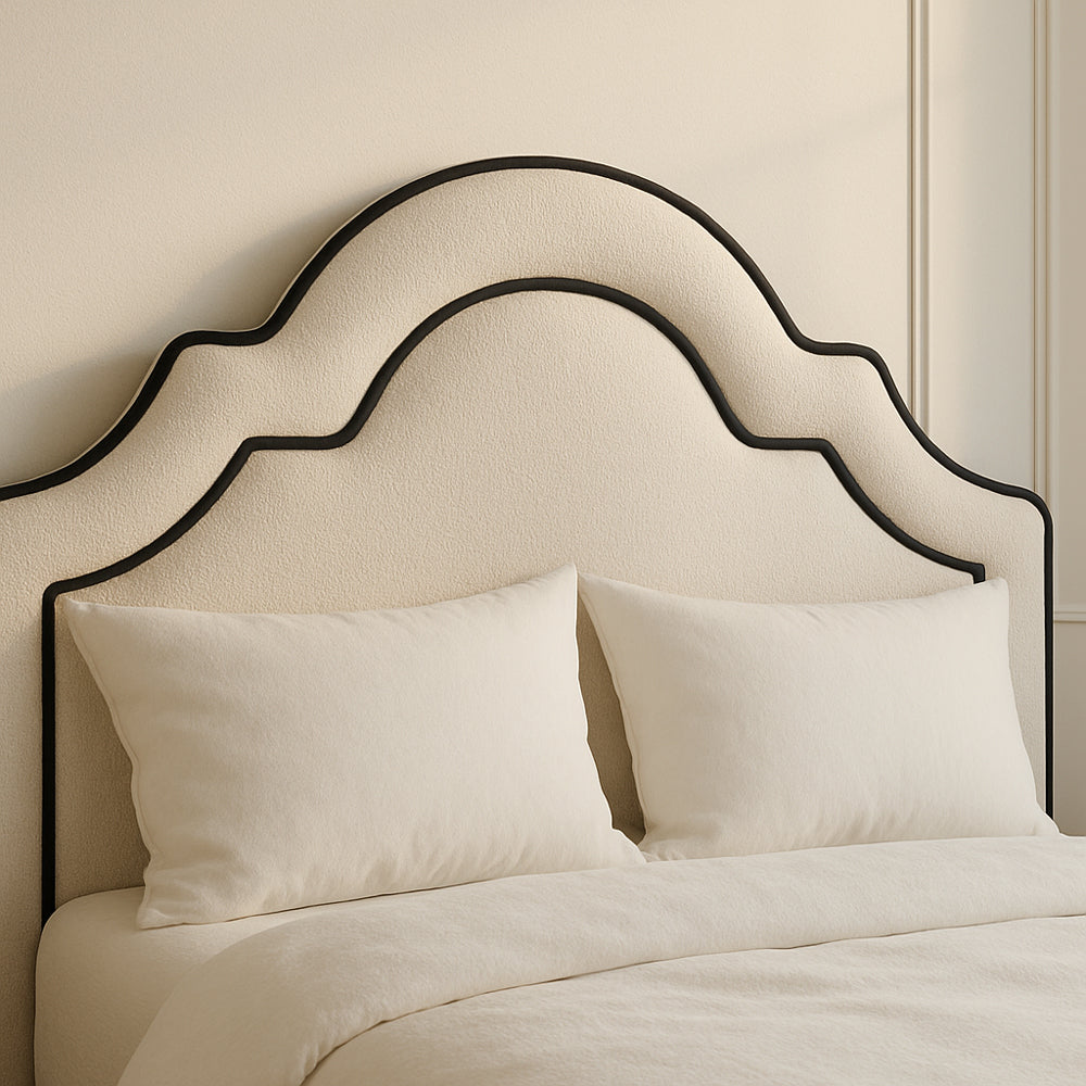 Hepburn Piped Boucle Upholstered Bedhead