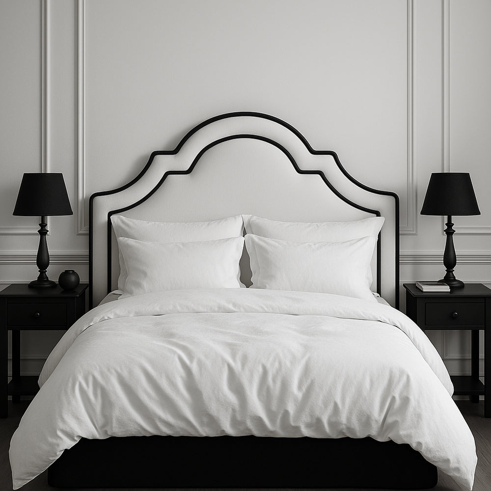 Hepburn Piped Linen Upholstered Bedhead