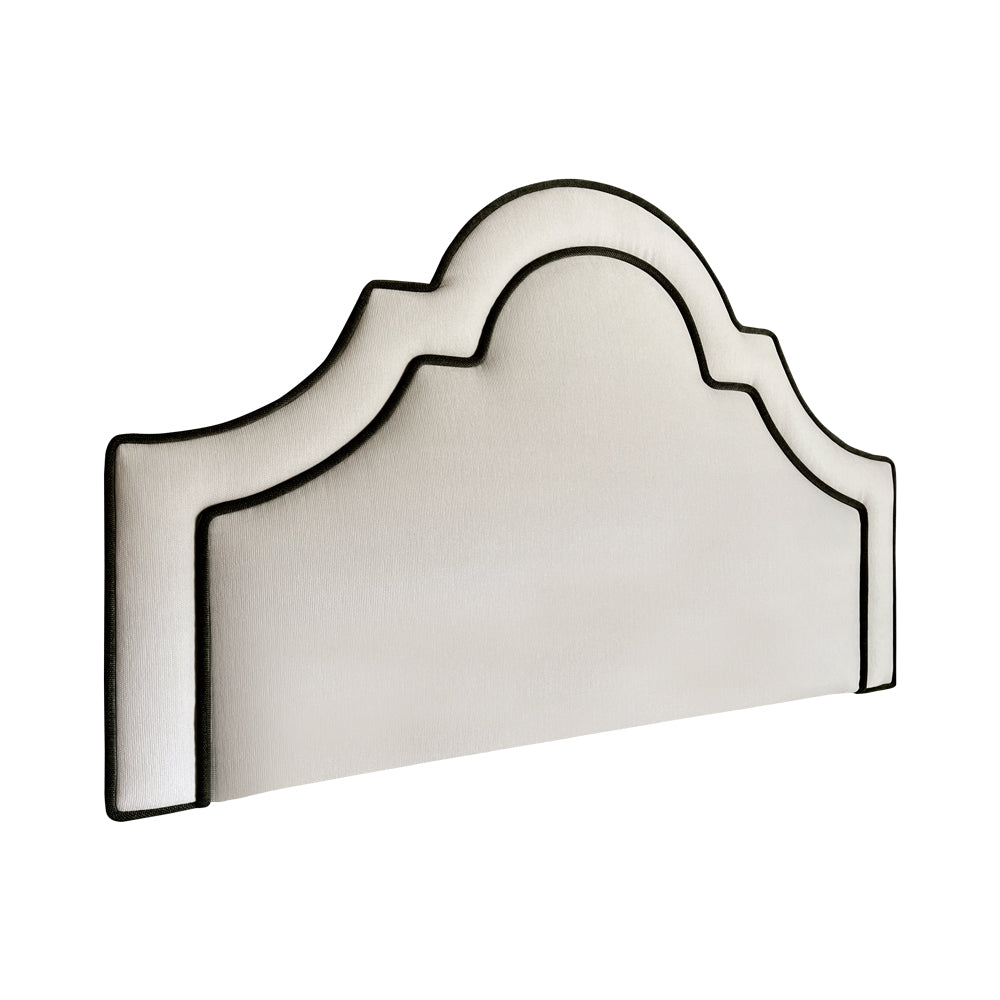 Hepburn Piped Linen Upholstered Bedhead Ivory