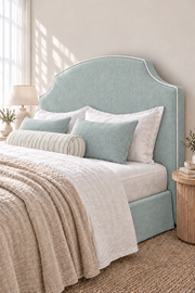 Hobart Piped Linen Upholstered Bedhead