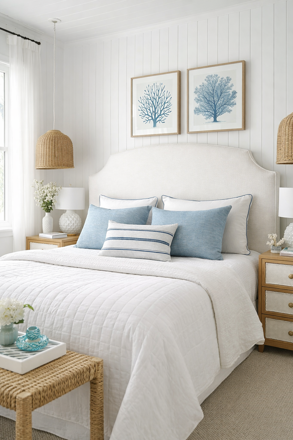 Hobart Piped Upholstered Bedhead