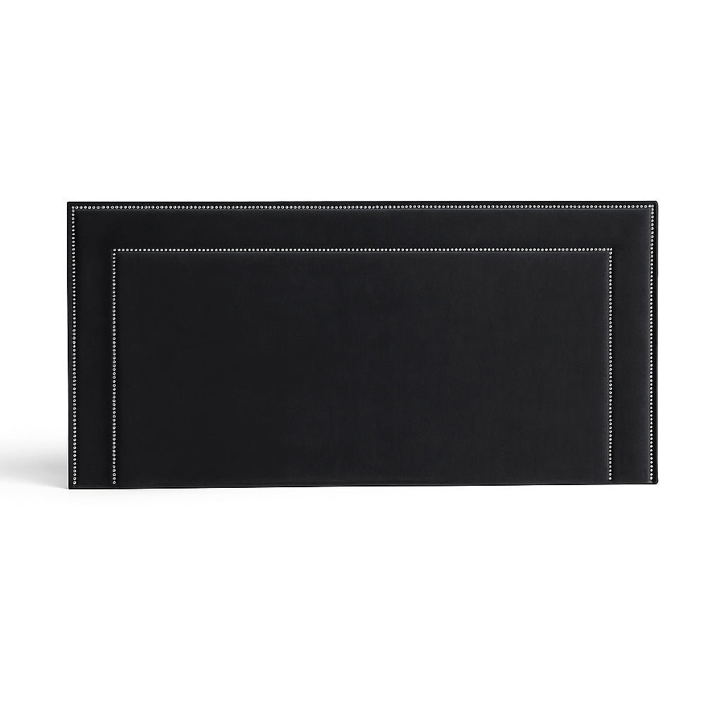 Velvet ebony Studded Upholstered Bedhead