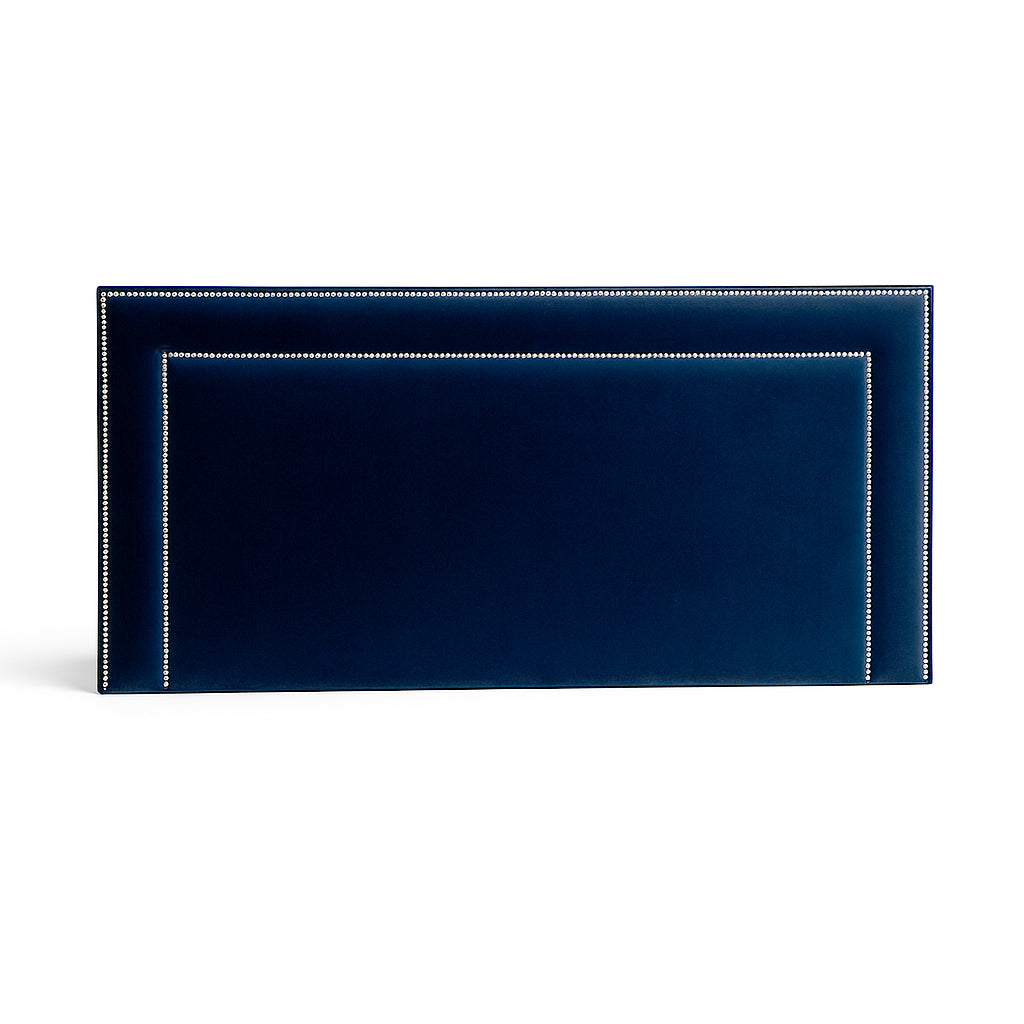 Velvet Chrome Studded Upholstered Bedhead