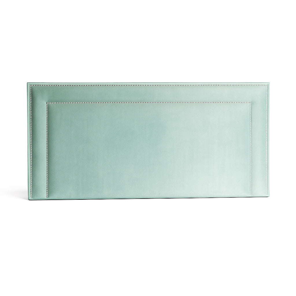 Velvet Chrome Studded Upholstered Bedhead