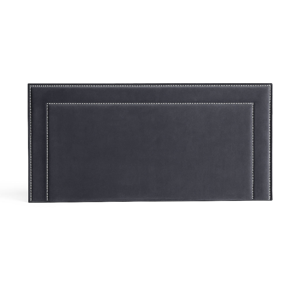 Velvet slate  Studded Upholstered Bedhead