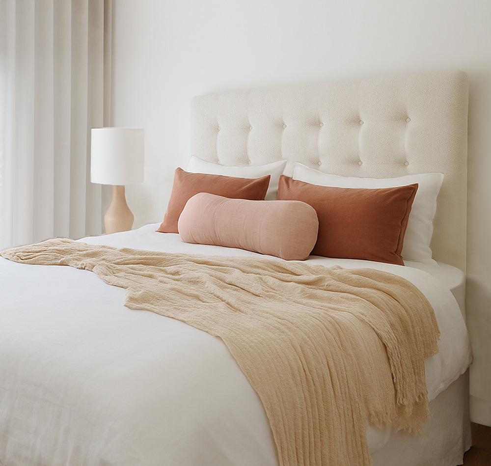 Boucle Buttoned Upholstered Bedhead