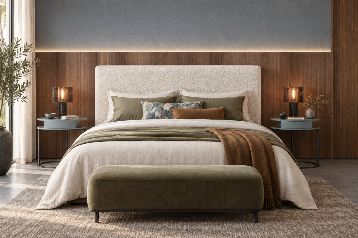 EXPRESS Classic Boucle Upholstered Bedhead