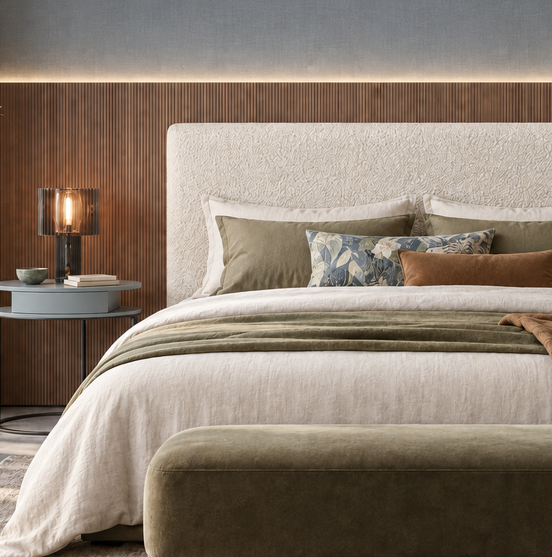 EXPRESS Classic Boucle Upholstered Bedhead