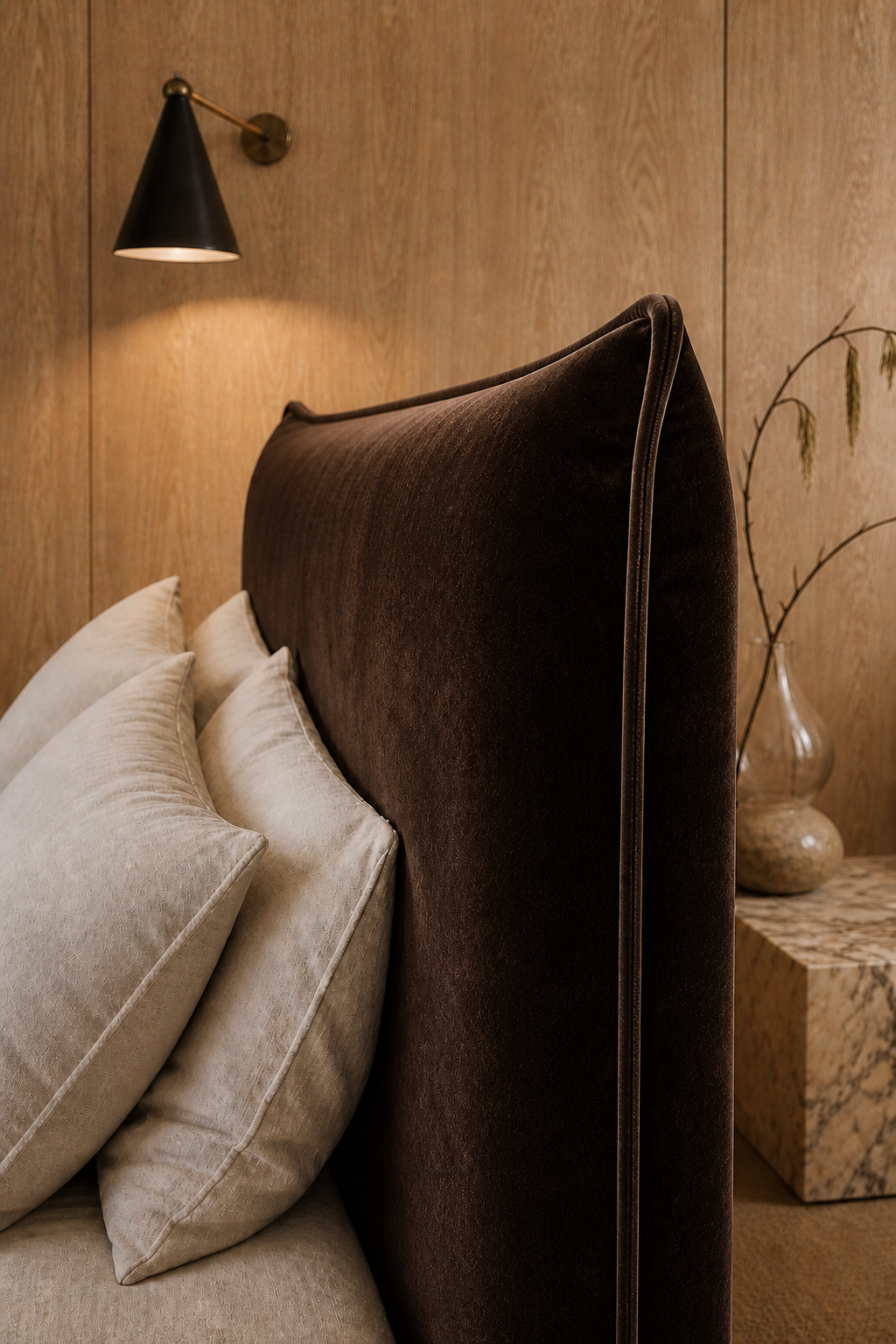 Velvet Pillowy Upholstered Slipcover Bedhead