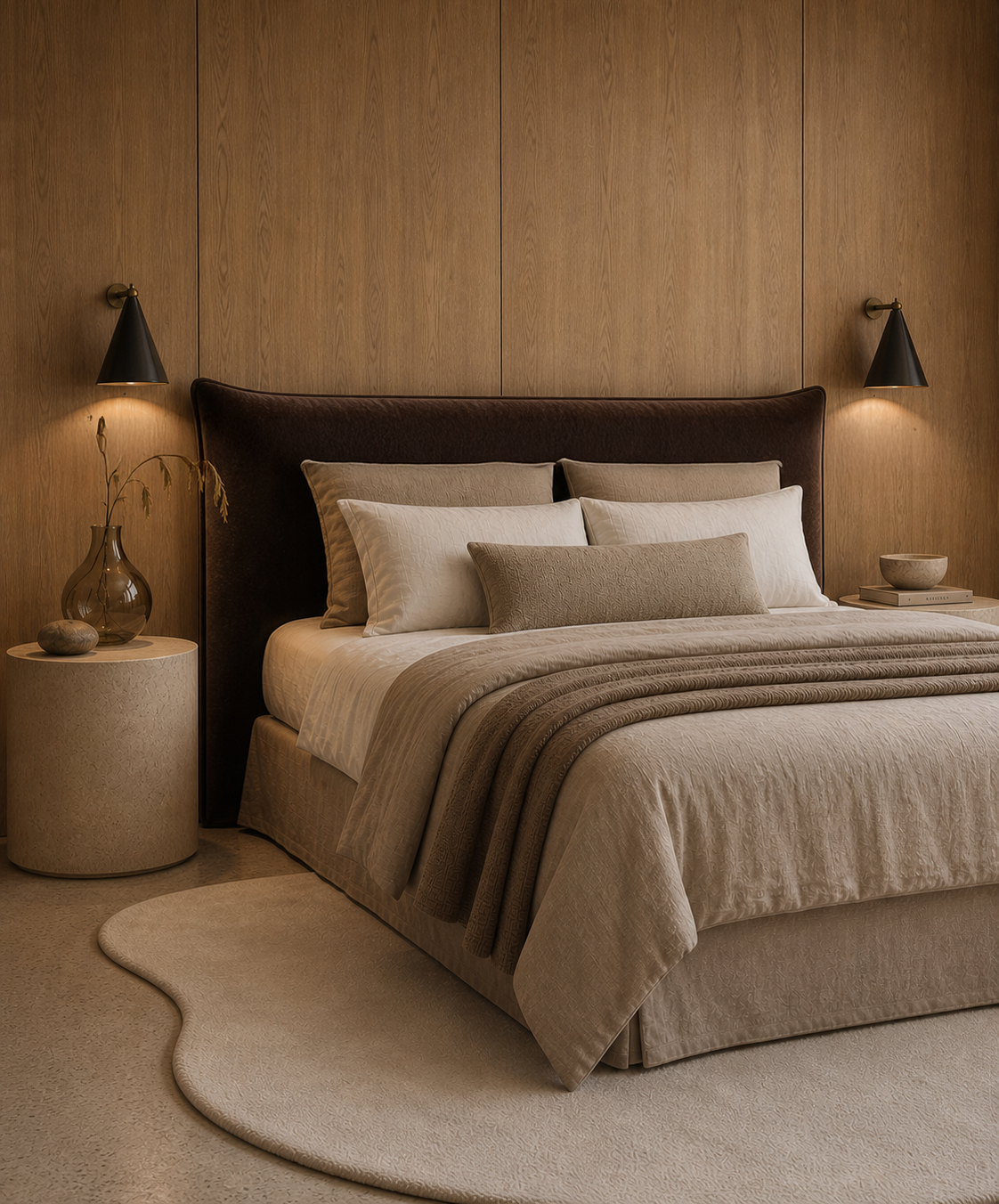 Velvet Pillowy Upholstered Slipcover Bedhead