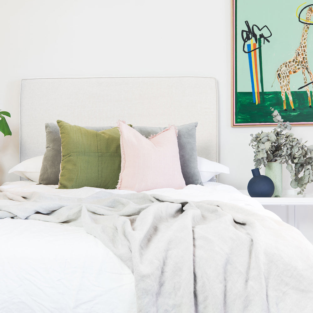 Washable Piped Slipcover Bedhead