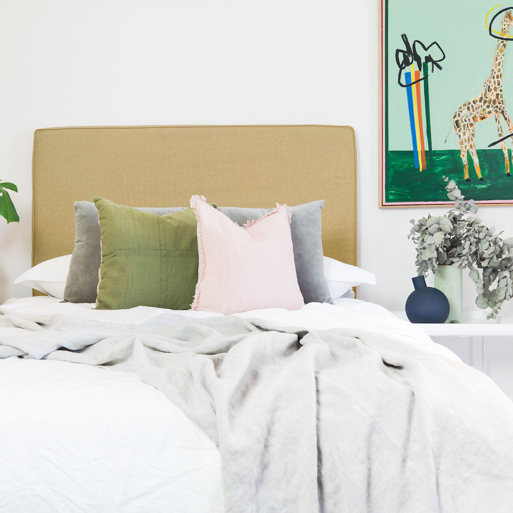 Washable Piped Slipcover Bedhead