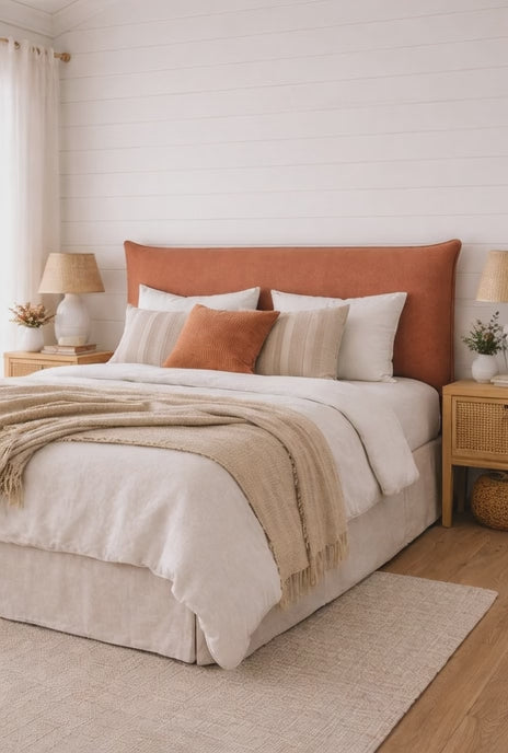 Load video: Pillowy Upholstered Slipcover Bedhead