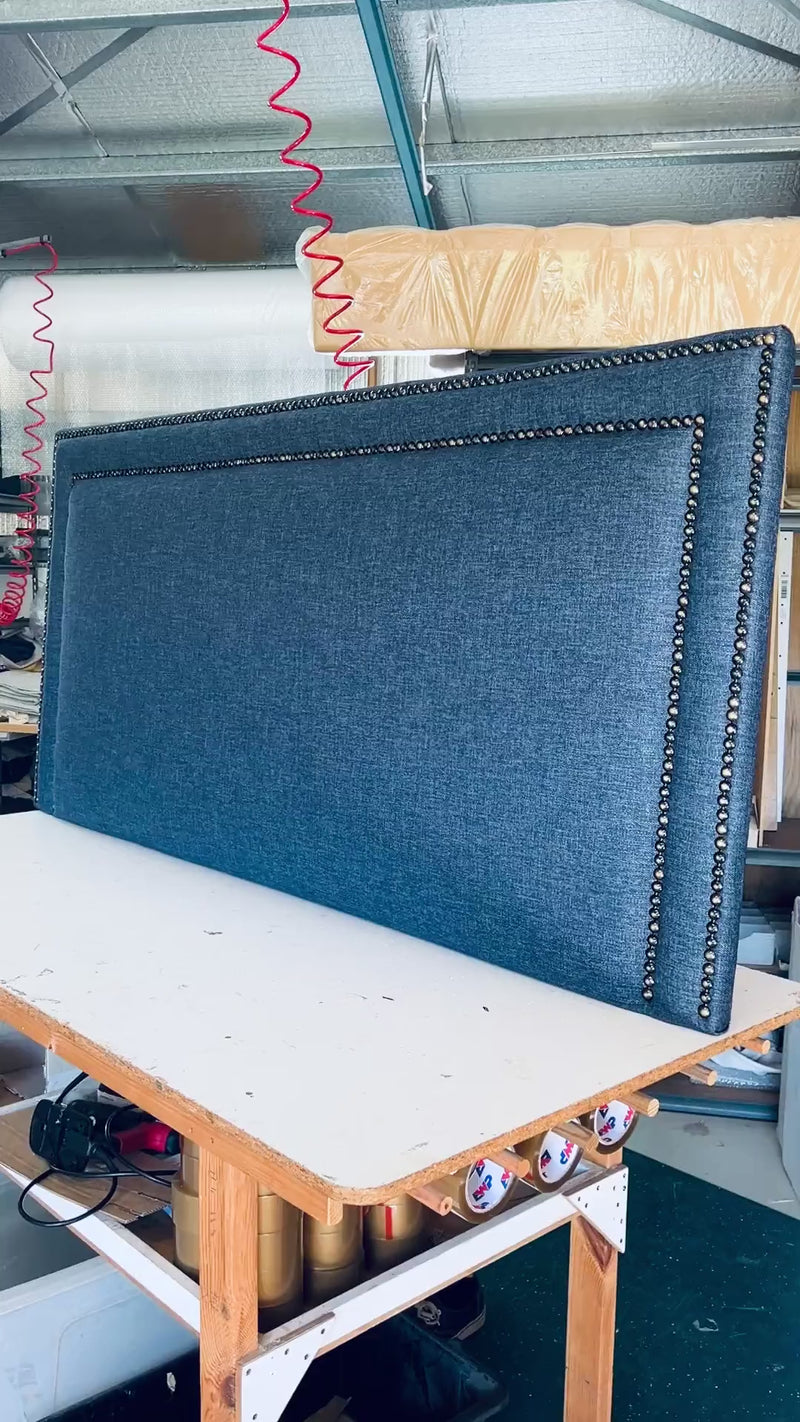 Susanna Linen Upholstered Bedhead in our workshop