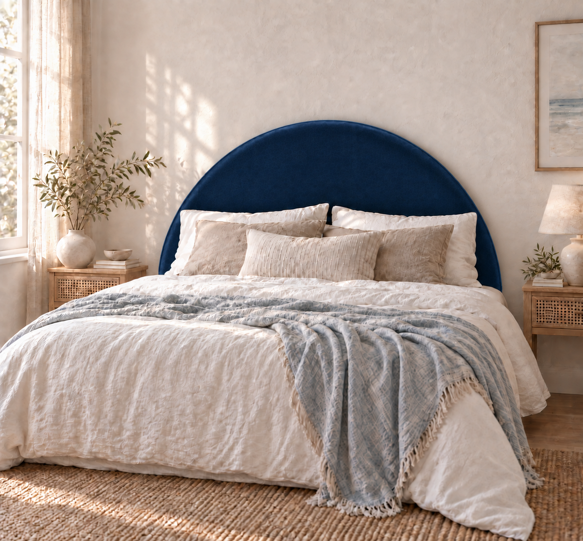 Velvet Round Upholstered Bedhead