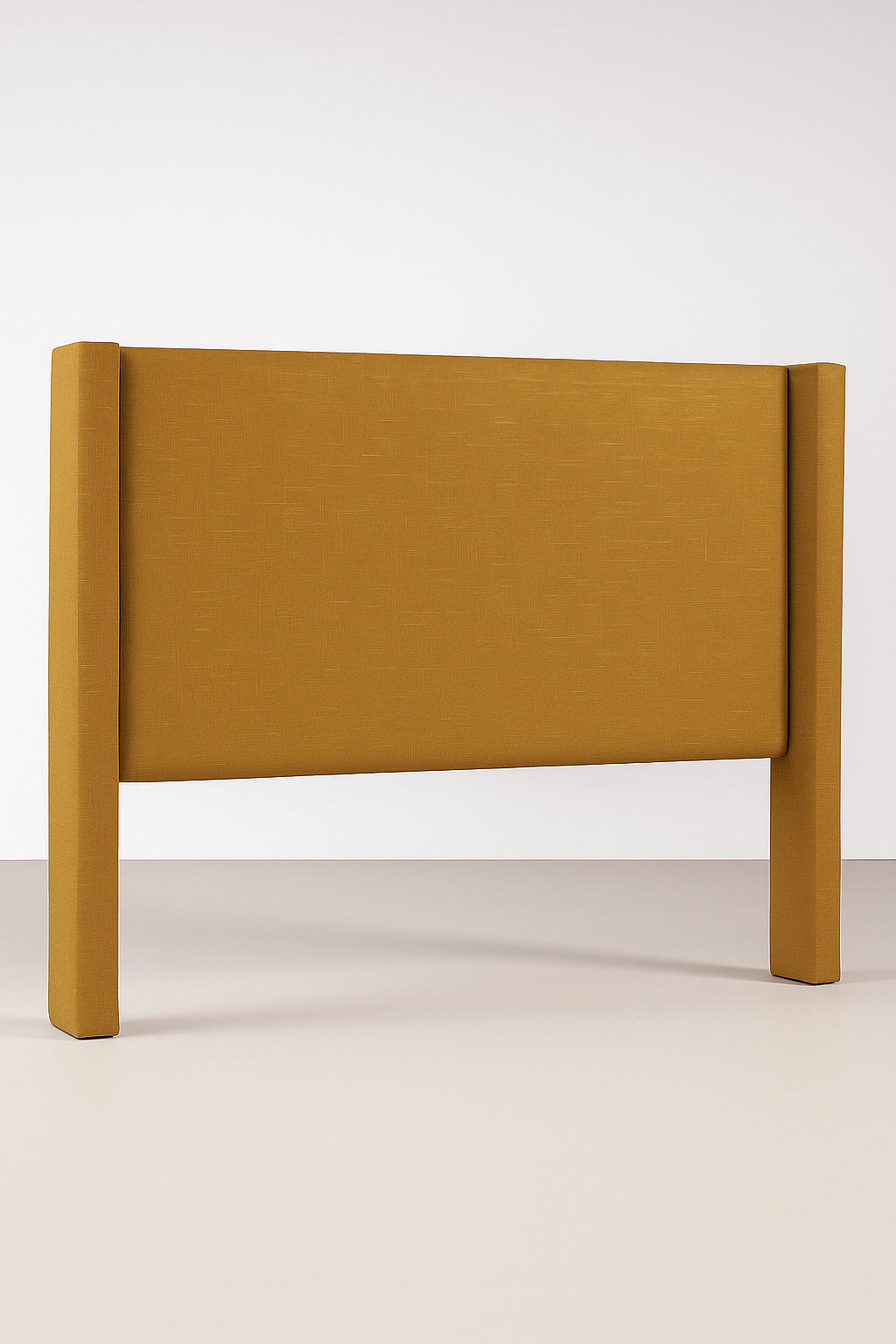 Neutral linen Bay Winged Bedhead with contemporary upholstered finish