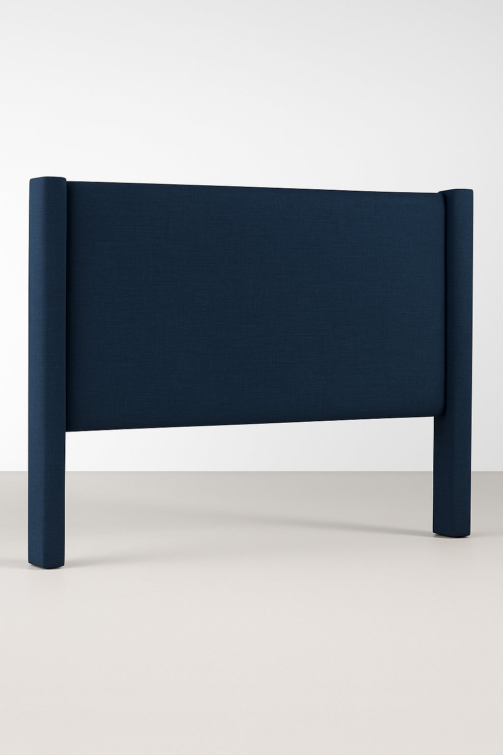 Handcrafted linen upholstered wingback bedhead in Bay design