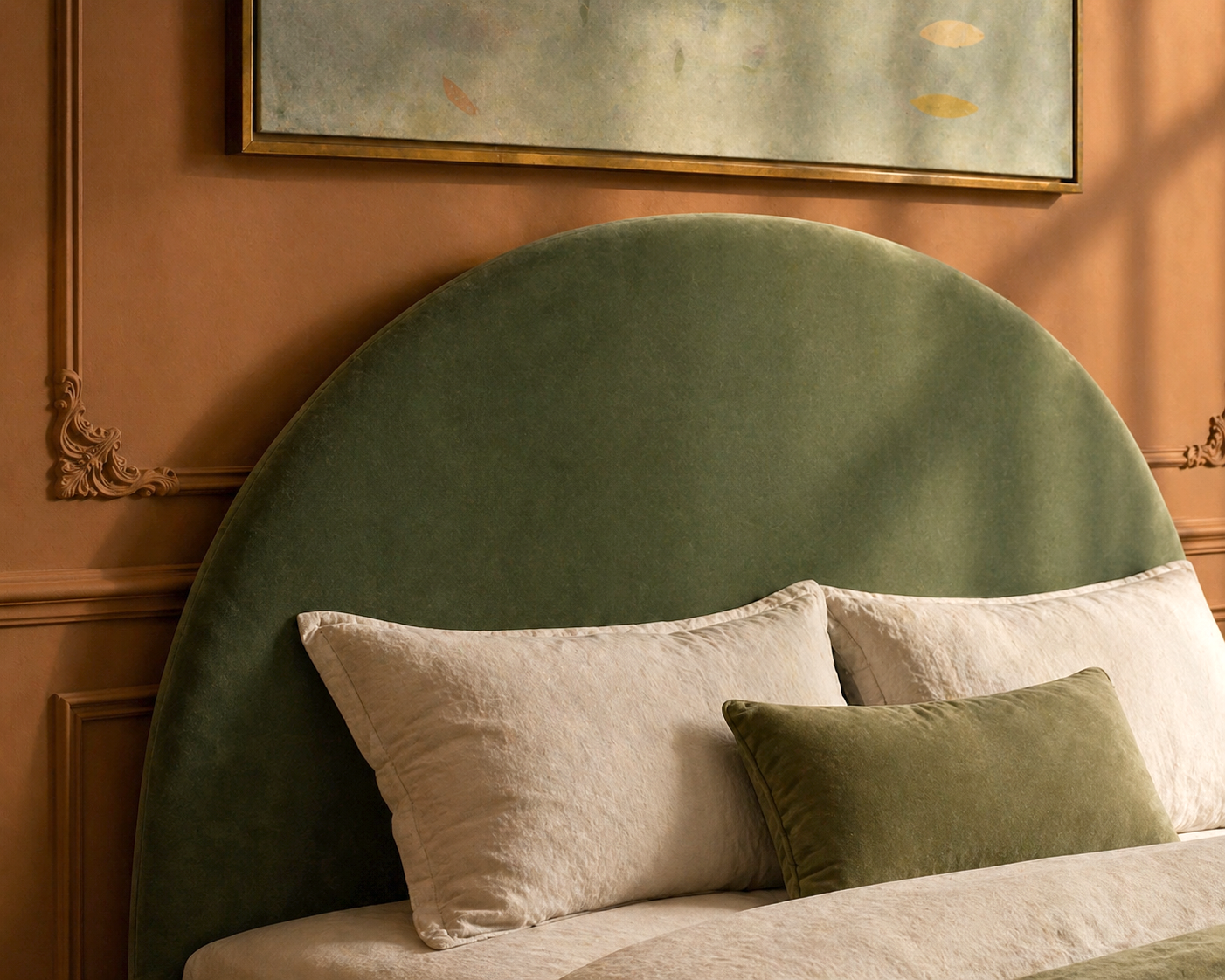 Velvet Round Upholstered Bedhead