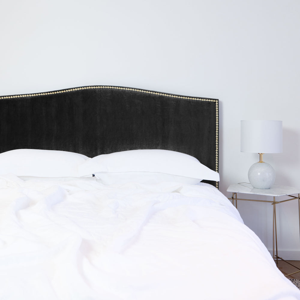 Gold Stud Velvet Upholstered Bedhead