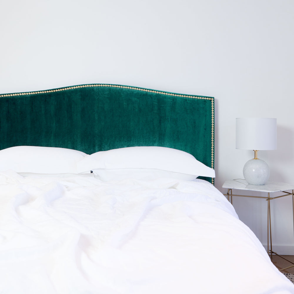 Gold Stud Velvet Upholstered Bedhead