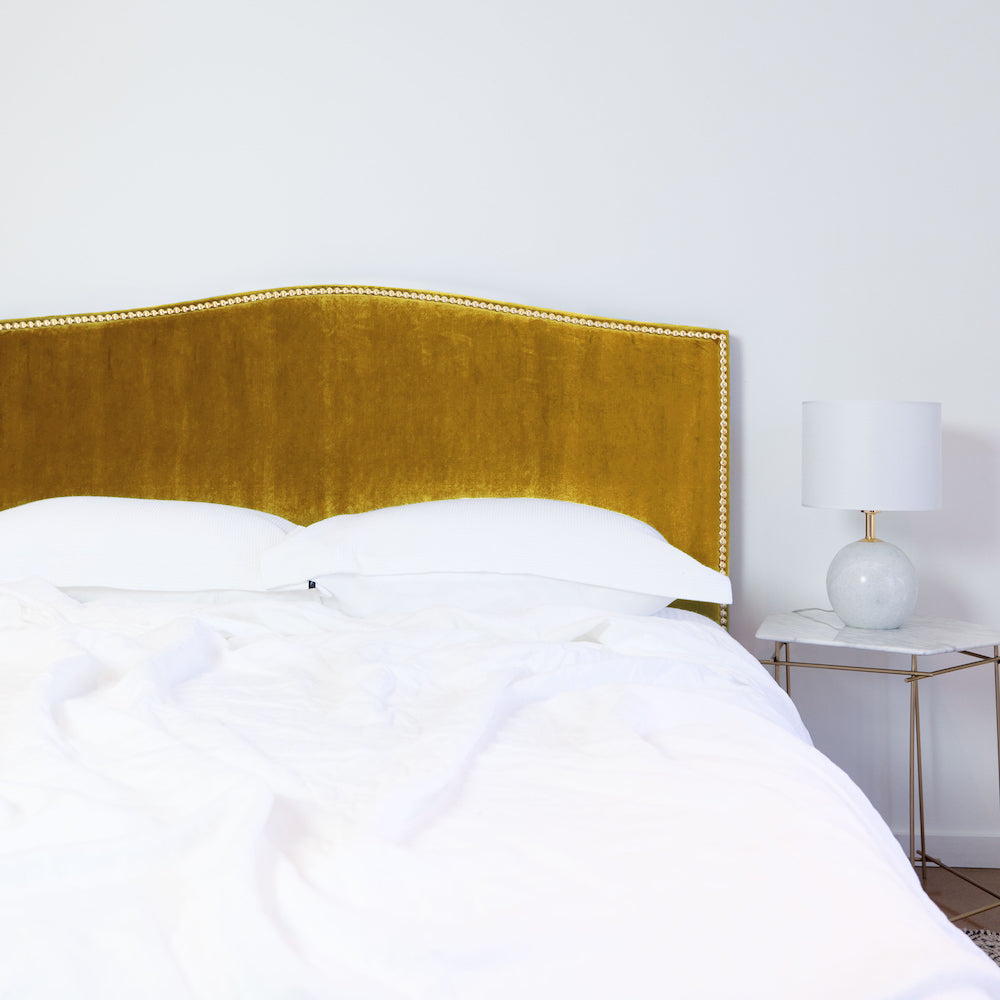 Gold Stud Velvet Upholstered Bedhead