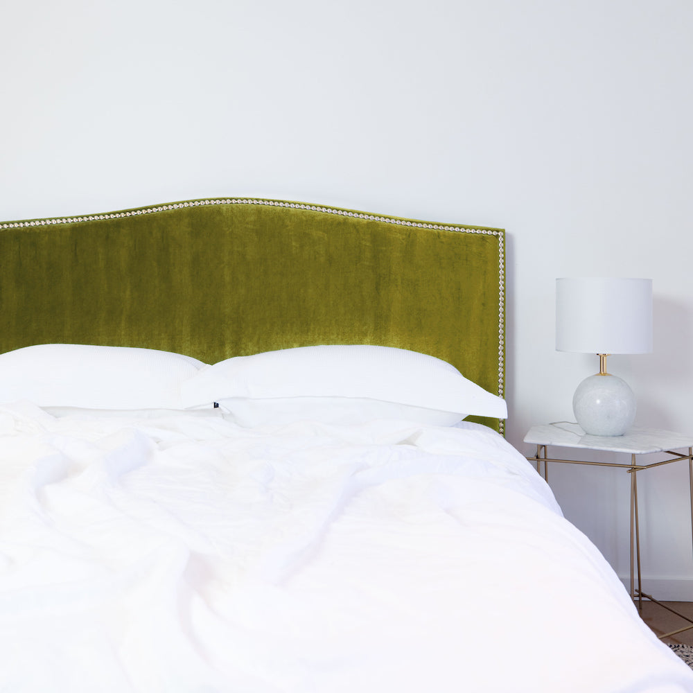 Gold Stud Velvet Upholstered Bedhead