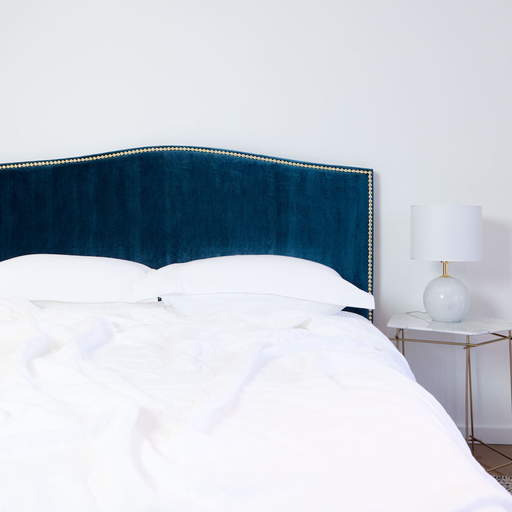 Gold Stud Velvet Upholstered Bedhead